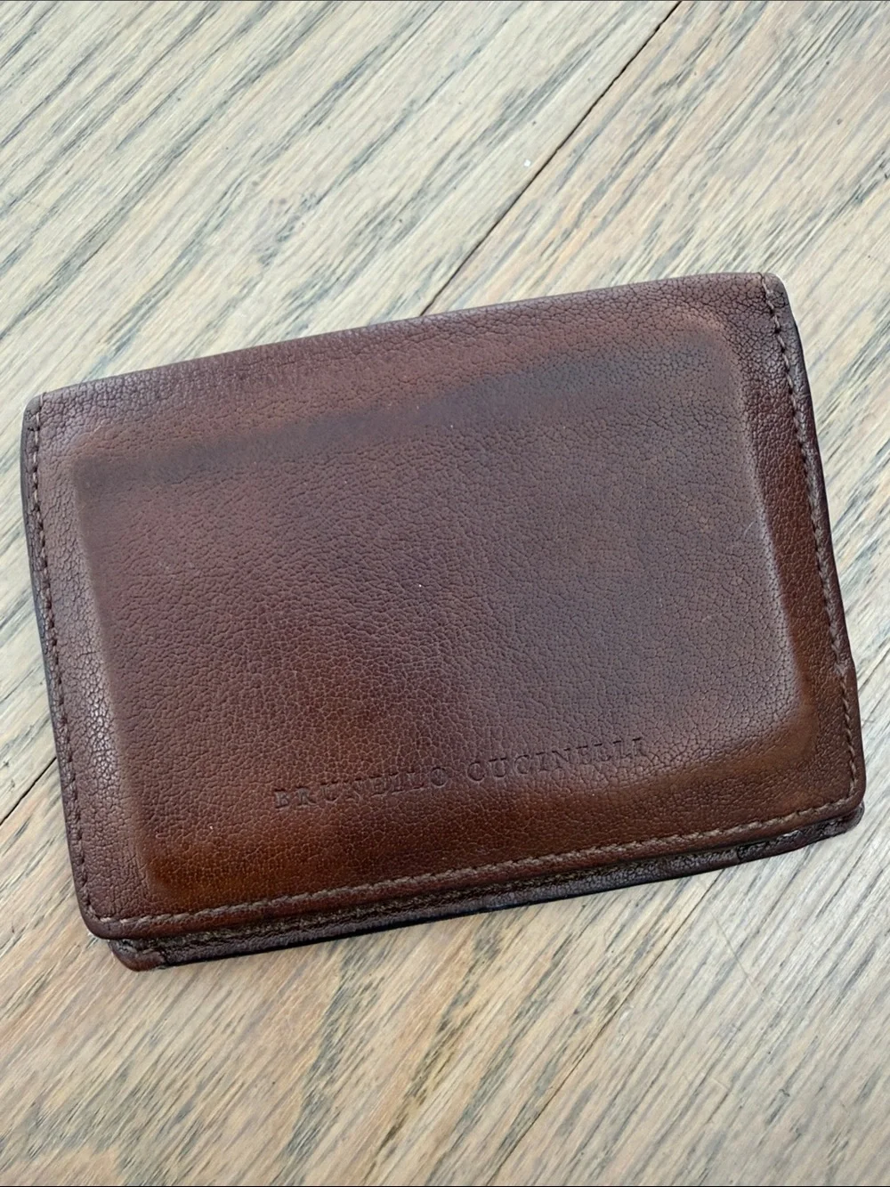 Brunello Cucinelli Brown Leather Men’s Card & Key Holder